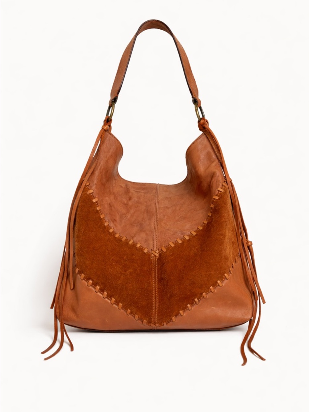 Johnny Was Suede Leather Hobo Bag